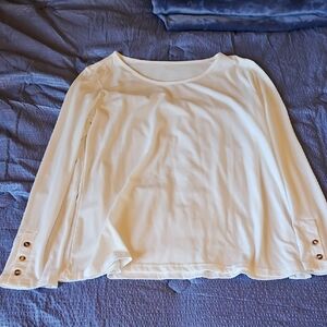 SHEIN Cream Blouse with Button Detail